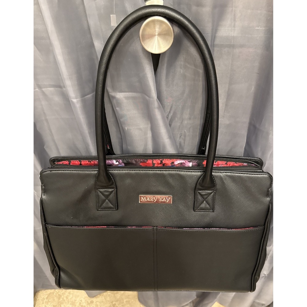 Mary Kay Large Black Consultant Tote Bag (17x12x6) Floral Work Travel Bag